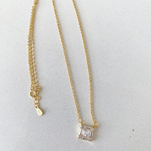 18k plated 925 silver and zircon pendant necklace - Picture 3 of 5